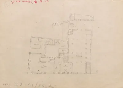 Obrtna banka, idejni projekt/skica tlocrta/prizemlje