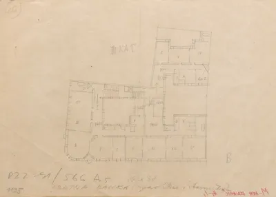 Obrtna banka, idejni projekt/skica tlocrta/treći kat