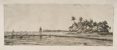 Océanie: Îlots à Uvea (Wallis): Pêche aux Palmes, 1845 (Oceania: Fishing, near islands with palms in the Uea or Wallis Group, 1845), from "The Voyage to New Zealand (1842–46)"