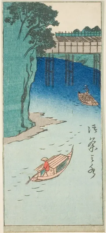Ochanomizu, section of a sheet from the series "Cutout Pictures of Famous Places in Edo (Edo meisho harimaze zue)"