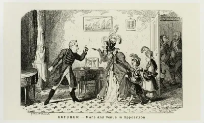 October - Mars and Venus in Opposition from George Cruikshank's Steel Etchings to The Comic Almanacks: 1835-1853