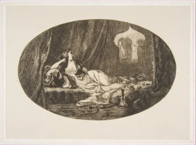Odalisque reclining in a harem, from "Titres de Romance"