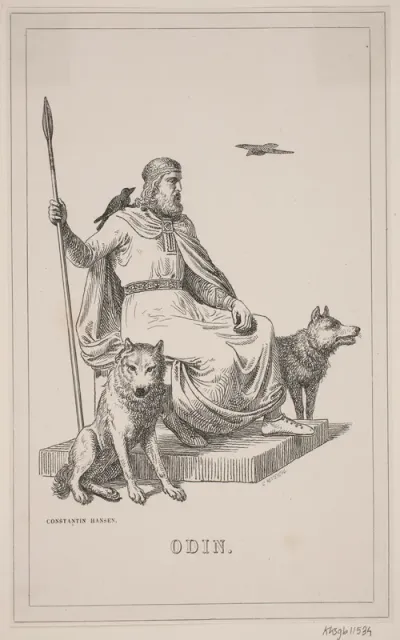 Odin. Illustration til Fabricius' Danmarks historie 1, 112.