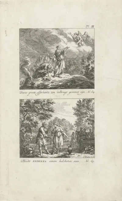 Offer van Isaak, en Rebekka ontvangt geschenken van Eliëzer