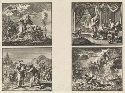Offer van Isaak / Rebekka en Eliëzer bij de bron / Isaak zegent Jakob / Droom van Jakob