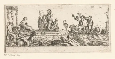 Offerceremonie met zeegoden, nereïden en tritons