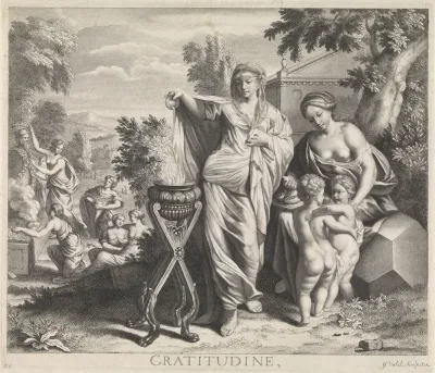 Offerende vrouwen in een landschap