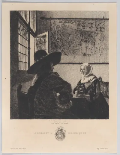Officer and Laughing Girl, after Vermeer