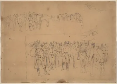 Officers and Horses at Rest
