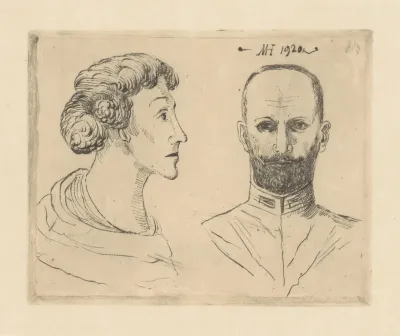 Officier en vrouw en profil