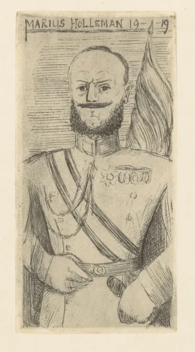 Officier in galatenue met vlag