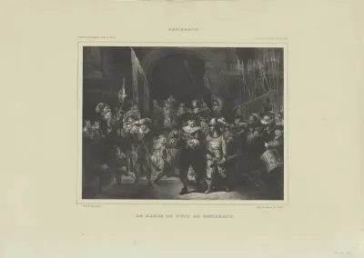 Officieren en andere schutters van wijk II in Amsterdam onder leiding van kapitein Frans Banninck Cocq en luitenant Willem van Ruytenburch, bekend als de ‘Nachtwacht’
