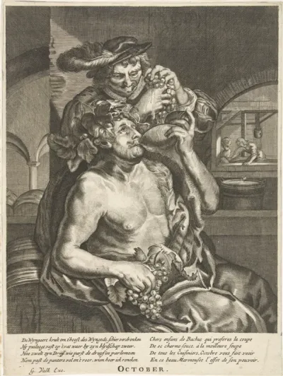 Oktober: Bacchus die wijn drinkt