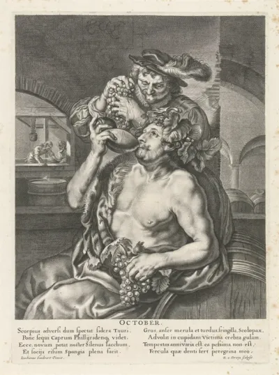 Oktober: Bacchus die wijn drinkt