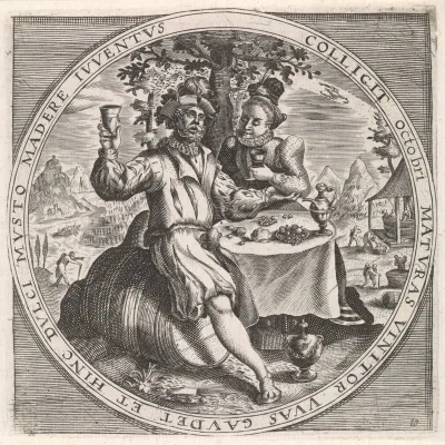 Oktober: paar dat wijn drinkt