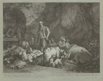 Old, Bald-headed Shepherd, Seated Shepherd Boy and Flock