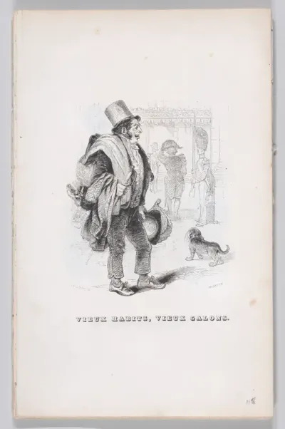 Old clothes, old military stripes, from "The Complete Works of Béranger"