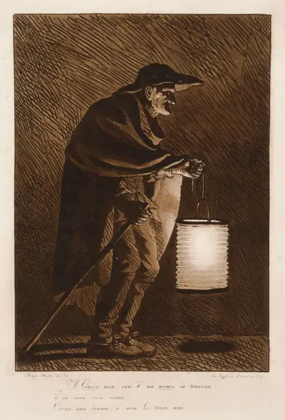 Old Man Holding a Paper Lantern (cynic)