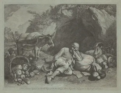 Old Man Leaning against a Sack
