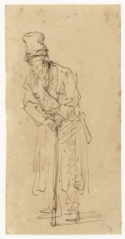 Old Man Leaning on a Stick
