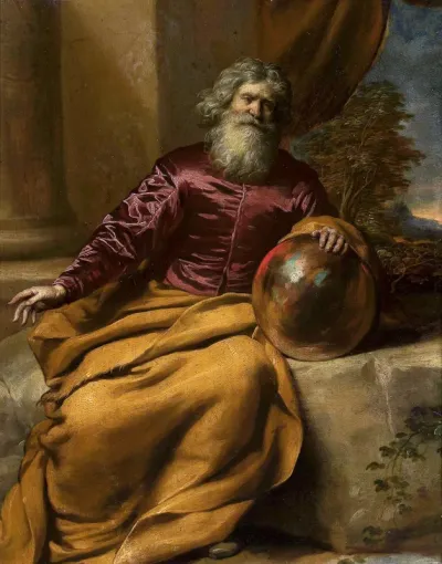 Old man with a sphere.