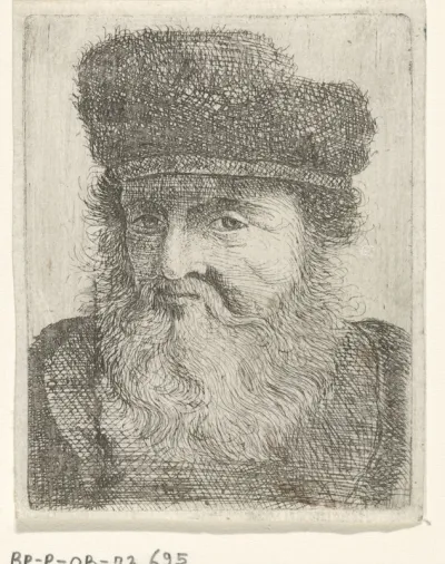 Old man with beard, fur cap, and velvet cloak