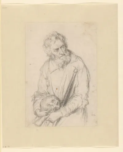 Old Man with Skull and Staff