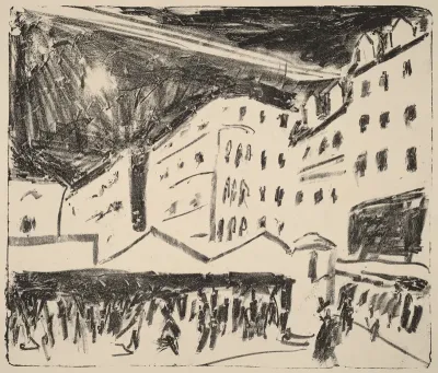 Old Market in Dresden with a Fair (Der Altmarkt in Dresden mit Jahrmarkt)