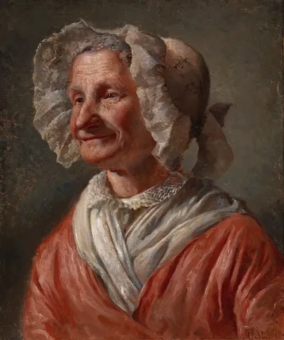 Old Woman in a White Bonnet ; A Smiling Old Woman