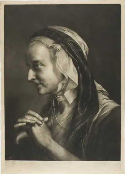 Old Woman Leaning on a Cane, from Life-Sized Heads