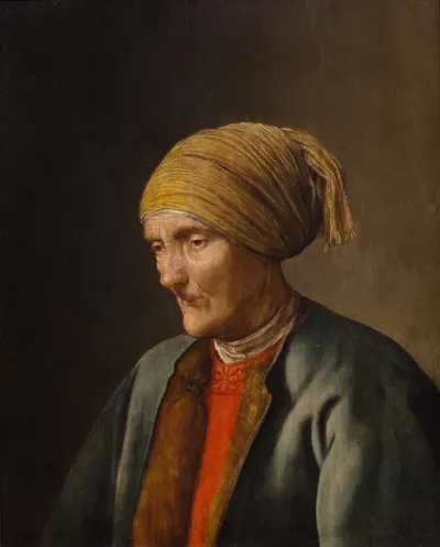 Old woman looking left