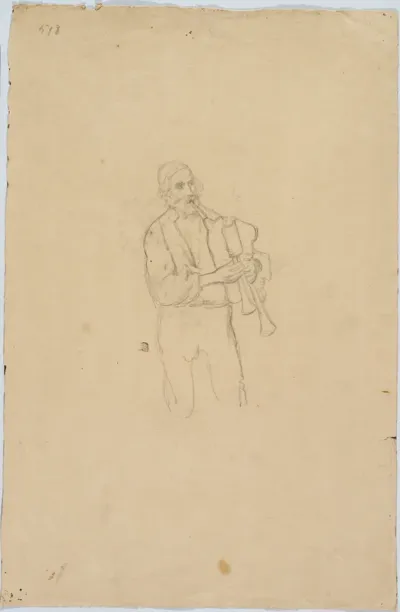 Old zampogna player, standing