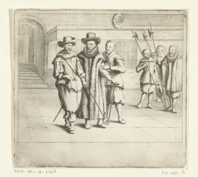 Oldenbarnevelt wordt naar het schavot geleid, 1619