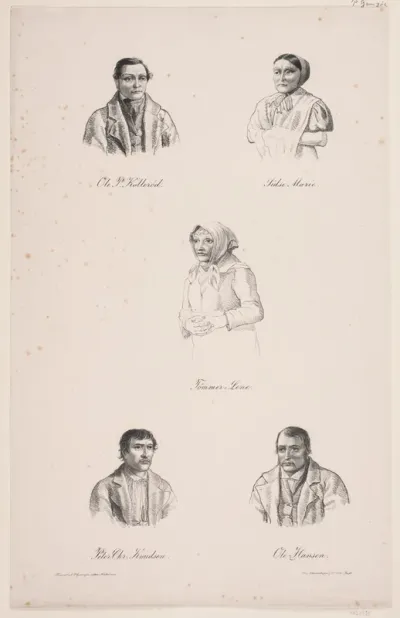 Ole Kollerød, Sidse Marie, Tømmer Lene, Peter Chr. Knudsen og Ole Hansen