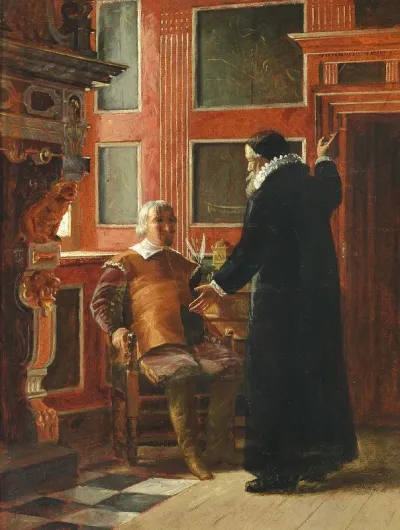 Ole Vind preaches to Christian IV. Study.