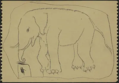 Olifant naast een kruk