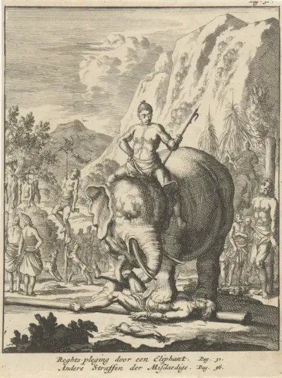 Olifant vertrapt een misdadiger