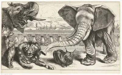 Olifanten, leeuwen en lynxen in de tuinen van Versailles