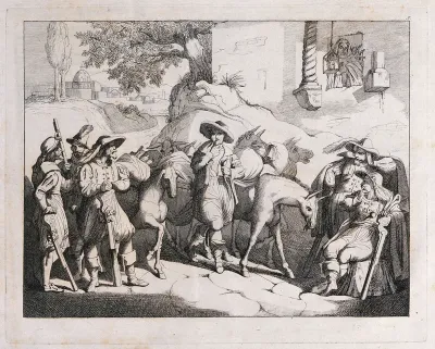 Olimpio Calvetti, having escaped in disguise after the killing of Count Francesco Cenci, is recognized by friends of the Count