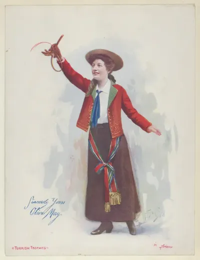 Olive May in Arizona, from the Actresses series (T1), distributed by the American Tobacco Co. to promote Turkish Trophies Cigarettes