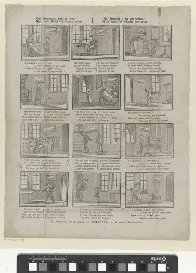 Om kunstmatig goed te lezen / Moet men steeds bedachtzaam wezen; / Is / kindren! u dit niet bekend / Wel / leest dan dikwijls deze prent