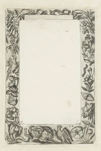 Omlijsting met bovenaan een lege banderolle