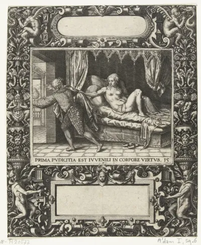 Omlijsting met een langwerpige cartouche met ronde zijkanten middenboven