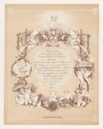 Omlijsting met putti rondom menu