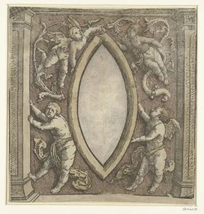 Omlijsting met vier putti