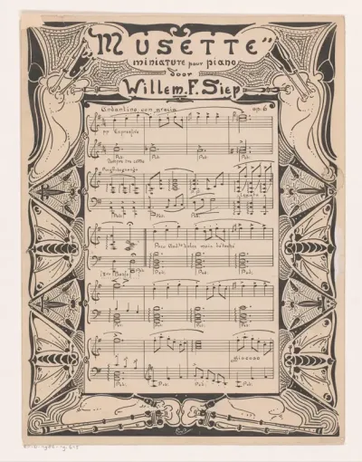 Omlijsting voor het muziekstuk 'Musette' van Willem F. Siep