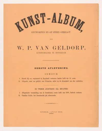 Omslag voor Kunst-Album door W. P. van Geldorp eerste aflevering 1869