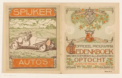 Omslag voor: Officieel programma gedenkboek van den historischen allegorischen optocht, 1910