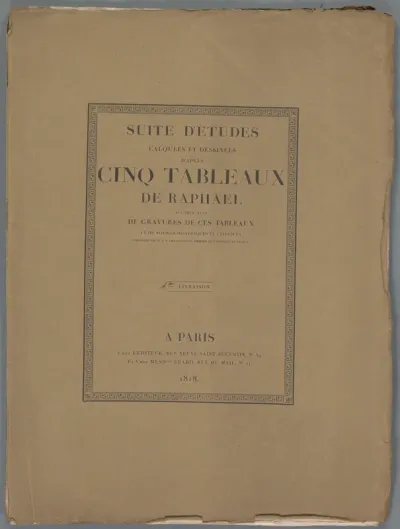 Omslag voor: Suite d'Études calquées et dessinées d'après Cinq Tableaux de Raphaël (...)