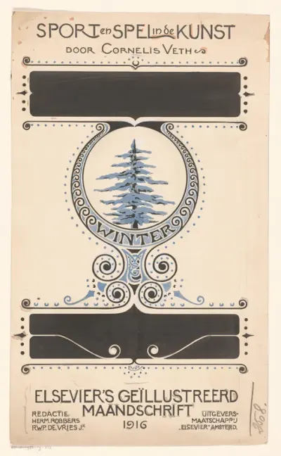 Omslagontwerp voor: Cornelis Veth, Sport en spel in de kunst (Winter), 1916